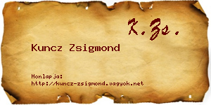 Kuncz Zsigmond névjegykártya